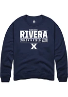 Madison Rivera  Rally Xavier Musketeers Mens Navy Blue NIL Stacked Box Long Sleeve Crew Sweatshi..