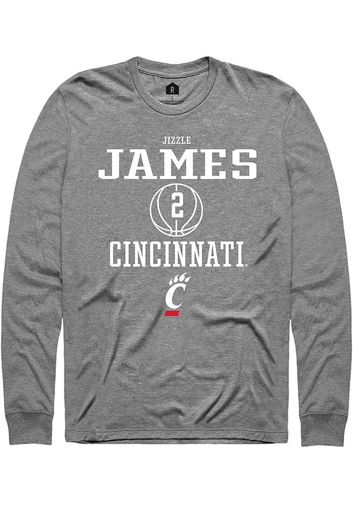 Jizzle James  Cincinnati Bearcats Graphite Rally NIL Sport Logo Long Sleeve T Shirt