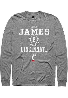 Jizzle James  Cincinnati Bearcats Graphite Rally NIL Sport Logo Long Sleeve T Shirt