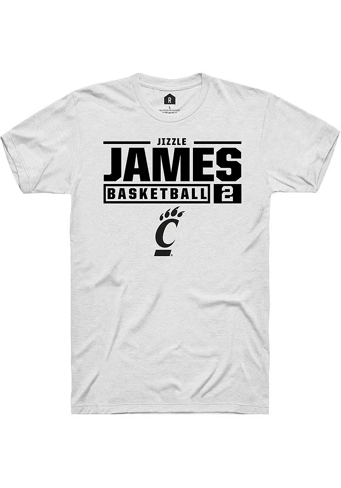 Jizzle James  Cincinnati Bearcats White Rally NIL Stacked Graphic Short Sleeve T Shirt