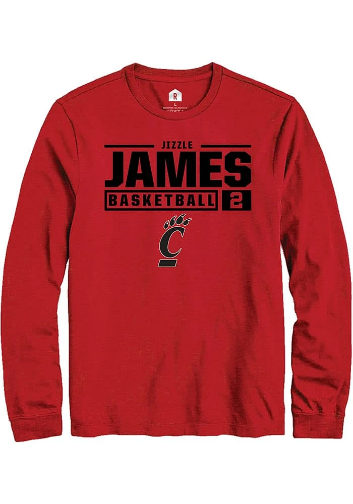 Jizzle James  Cincinnati Bearcats Red Rally NIL Stacked Box Design Long Sleeve T Shirt