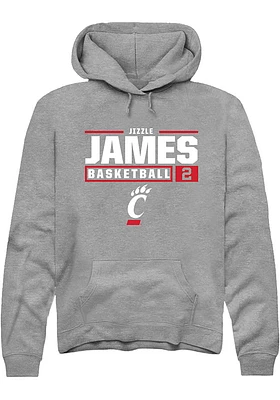 Jizzle James  Rally Cincinnati Bearcats Mens Graphite NIL Stacked Box Logo Long Sleeve Hoodie