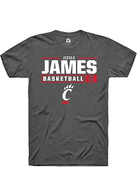 Jizzle James  Cincinnati Bearcats Dark Grey Rally NIL Stacked Box Graphic Short Sleeve T Shirt