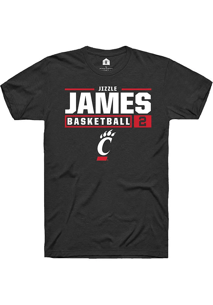 Jizzle James  Cincinnati Bearcats Black Rally NIL Stacked Logo Short Sleeve T Shirt