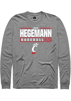 Josh Hegemann  Cincinnati Bearcats Graphite Rally NIL Stacked Box Long Sleeve T Shirt