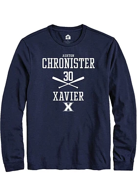 Ashton Chronister  Xavier Musketeers Navy Blue Rally NIL Sport Icon Long Sleeve T Shirt