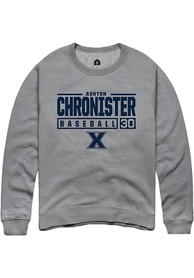 Ashton Chronister  Rally Xavier Musketeers Mens Graphite NIL Stacked Box Long Sleeve Crew Sweats..