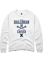 Dylan Halloran  Rally Xavier Musketeers Mens White NIL Sport Icon Long Sleeve Crew Sweatshirt