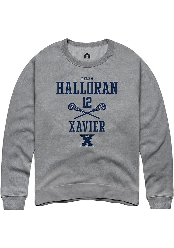 Dylan Halloran  Rally Xavier Musketeers Mens Graphite NIL Sport Icon Long Sleeve Crew Sweatshirt