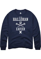 Dylan Halloran  Rally Xavier Musketeers Mens Navy Blue NIL Sport Icon Long Sleeve Crew Sweatshir..