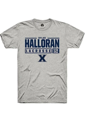 Dylan Halloran  Xavier Musketeers Ash Rally NIL Stacked Box Short Sleeve T Shirt