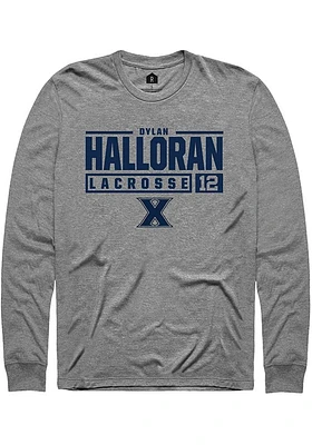 Dylan Halloran  Xavier Musketeers Graphite Rally NIL Stacked Box Long Sleeve T Shirt