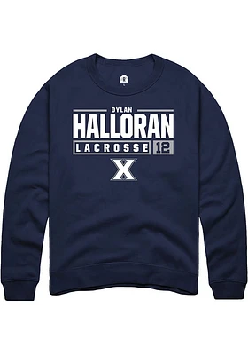 Dylan Halloran  Rally Xavier Musketeers Mens Navy Blue NIL Stacked Box Long Sleeve Crew Sweatshi..