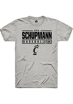 Kyle Schupmann  Cincinnati Bearcats Ash Rally NIL Stacked Box Short Sleeve T Shirt