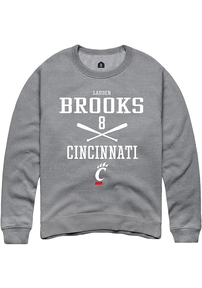 Lauden Brooks  Rally Cincinnati Bearcats Mens Graphite NIL Sport Icon Long Sleeve Crew Sweatshir..