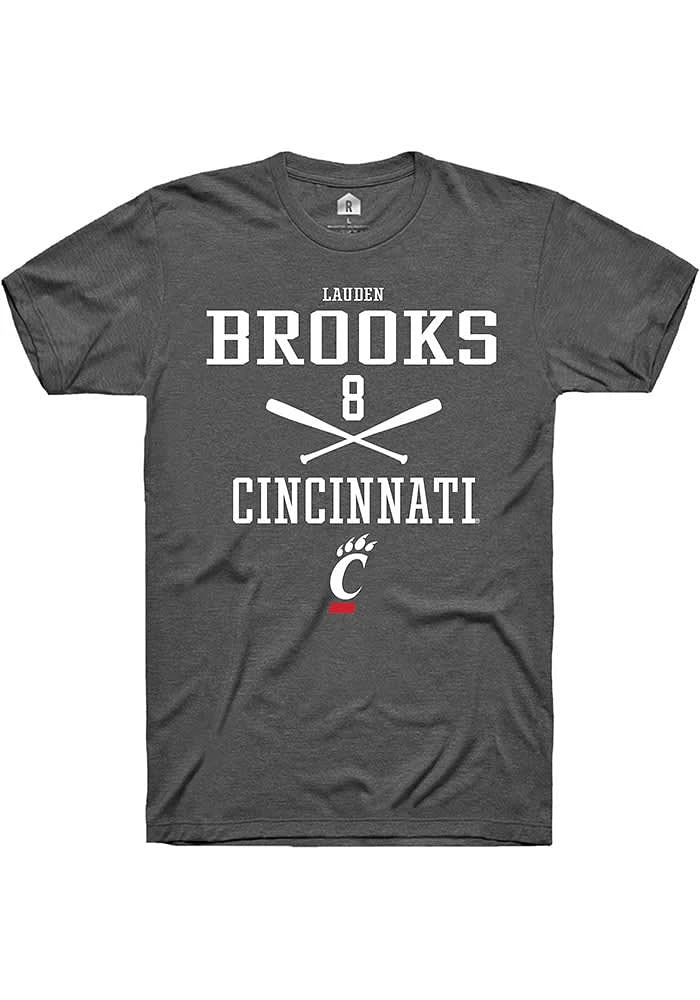 Lauden Brooks  Cincinnati Bearcats Dark Grey Rally NIL Sport Icon Short Sleeve T Shirt