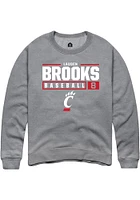 Lauden Brooks  Rally Cincinnati Bearcats Mens Graphite NIL Stacked Box Long Sleeve Crew Sweatshi..