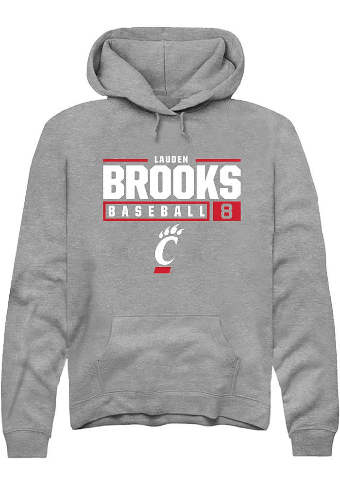 Lauden Brooks  Rally Cincinnati Bearcats Mens Graphite NIL Stacked Box Long Sleeve Hoodie