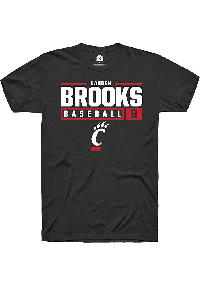 Lauden Brooks Cincinnati Bearcats Rally NIL Stacked Box Short Sleeve T Shirt