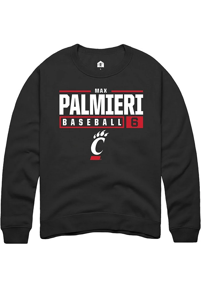 Max Palmieri Rally Cincinnati Bearcats Mens NIL Stacked Box Long Sleeve Crew Sweatshirt