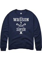 Colby Wasson  Rally Xavier Musketeers Mens Navy Blue NIL Sport Icon Long Sleeve Crew Sweatshirt