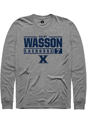 Colby Wasson  Xavier Musketeers Graphite Rally NIL Stacked Box Long Sleeve T Shirt