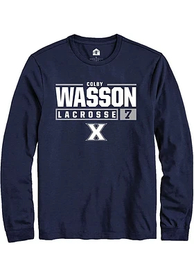 Colby Wasson  Xavier Musketeers Navy Blue Rally NIL Stacked Box Long Sleeve T Shirt