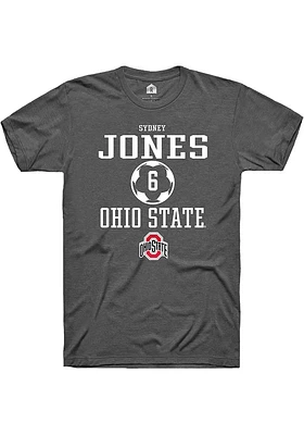 Sydney Jones  Ohio State Buckeyes Dark Grey Rally NIL Sport Icon Short Sleeve T Shirt