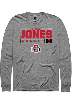 Sydney Jones  Ohio State Buckeyes Graphite Rally NIL Stacked Box Long Sleeve T Shirt