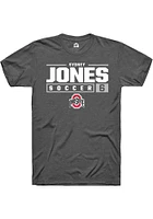 Sydney Jones  Ohio State Buckeyes Dark Grey Rally NIL Stacked Box Short Sleeve T Shirt