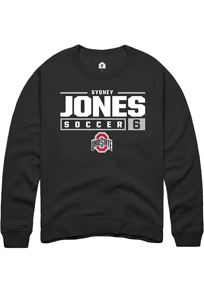 Sydney Jones Rally Ohio State Buckeyes Mens NIL Stacked Box Long Sleeve Crew Sweatshirt