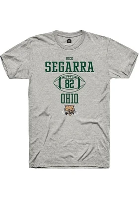 Nick Segarra  Ohio Bobcats Ash Rally NIL Sport Icon Short Sleeve T Shirt