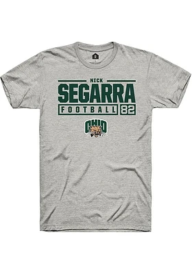 Nick Segarra  Ohio Bobcats Ash Rally NIL Stacked Box Short Sleeve T Shirt