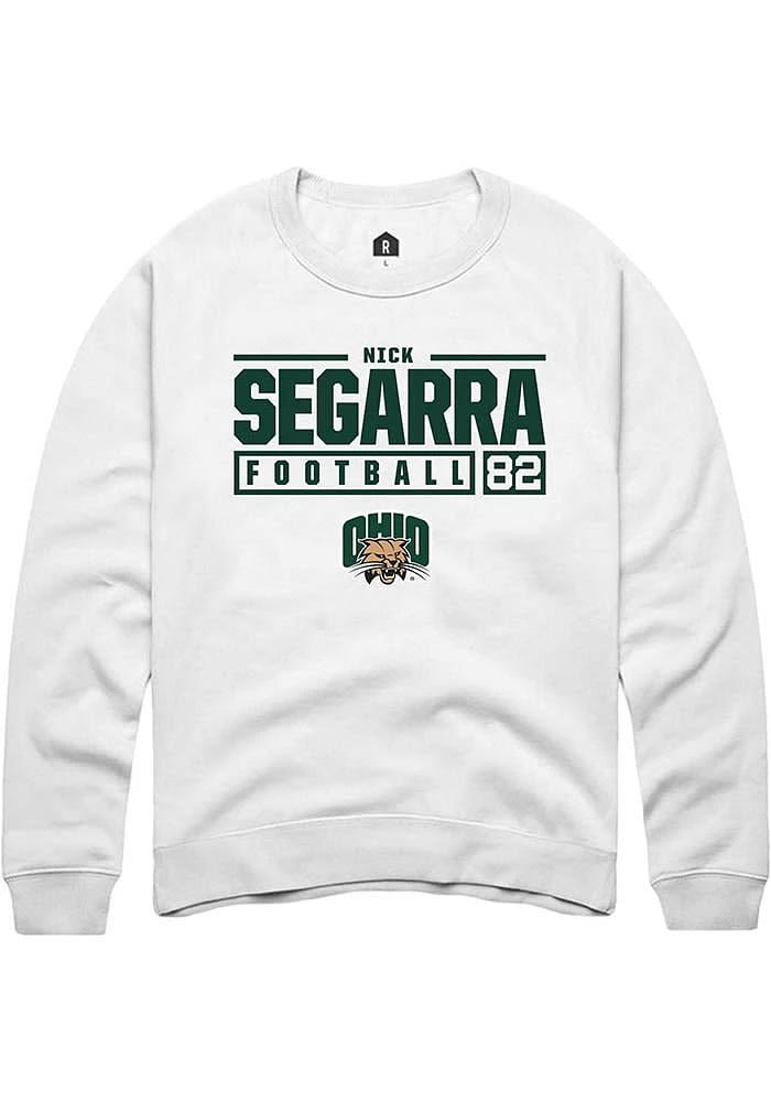 Nick Segarra Rally Ohio Bobcats Mens NIL Stacked Box Long Sleeve Crew Sweatshirt