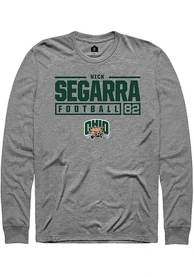 Nick Segarra  Ohio Bobcats Graphite Rally NIL Stacked Box Long Sleeve T Shirt