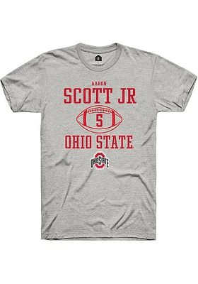 Aaron Scott Jr  Ohio State Buckeyes Ash Rally NIL Sport Icon Short Sleeve T Shirt