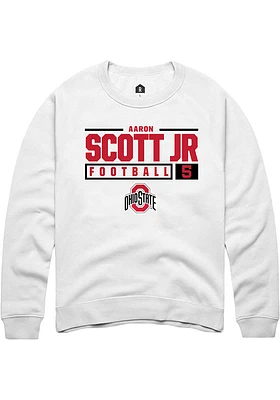 Aaron Scott Jr Rally Ohio State Buckeyes Mens NIL Stacked Box Long Sleeve Crew Sweatshirt