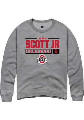 Aaron Scott Jr  Rally Ohio State Buckeyes Mens Graphite NIL Stacked Box Long Sleeve Crew Sweatsh..