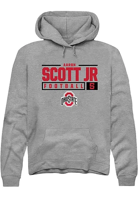 Aaron Scott Jr  Rally Ohio State Buckeyes Mens Graphite NIL Stacked Box Long Sleeve Hoodie