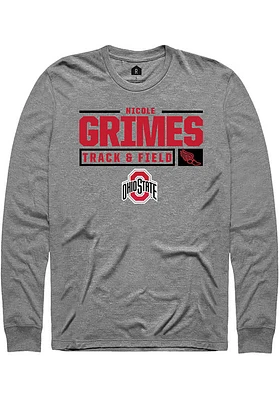 Nicole Grimes  Ohio State Buckeyes Graphite Rally NIL Stacked Box Long Sleeve T Shirt