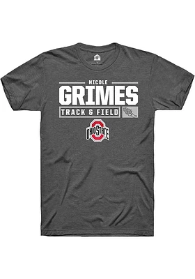 Nicole Grimes  Ohio State Buckeyes Dark Grey Rally NIL Stacked Box Short Sleeve T Shirt