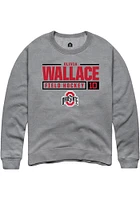 Olivia Wallace  Rally Ohio State Buckeyes Mens Graphite NIL Stacked Box Long Sleeve Crew Sweatsh..