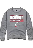 Tommy O'Connor  Rally Cincinnati Bearcats Mens Graphite NIL Stacked Box Long Sleeve Crew Sweatshir..