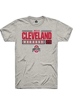 Bella Cleveland  Ohio State Buckeyes Ash Rally NIL Stacked Box Short Sleeve T Shirt