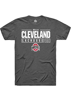 Bella Cleveland  Ohio State Buckeyes Dark Grey Rally NIL Stacked Box Short Sleeve T Shirt