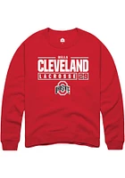 Bella Cleveland  Rally Ohio State Buckeyes Mens Red NIL Stacked Box Long Sleeve Crew Sweatshirt