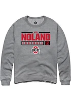 Prentiss Air Noland  Rally Ohio State Buckeyes Mens Graphite NIL Stacked Box Long Sleeve Crew Sw..