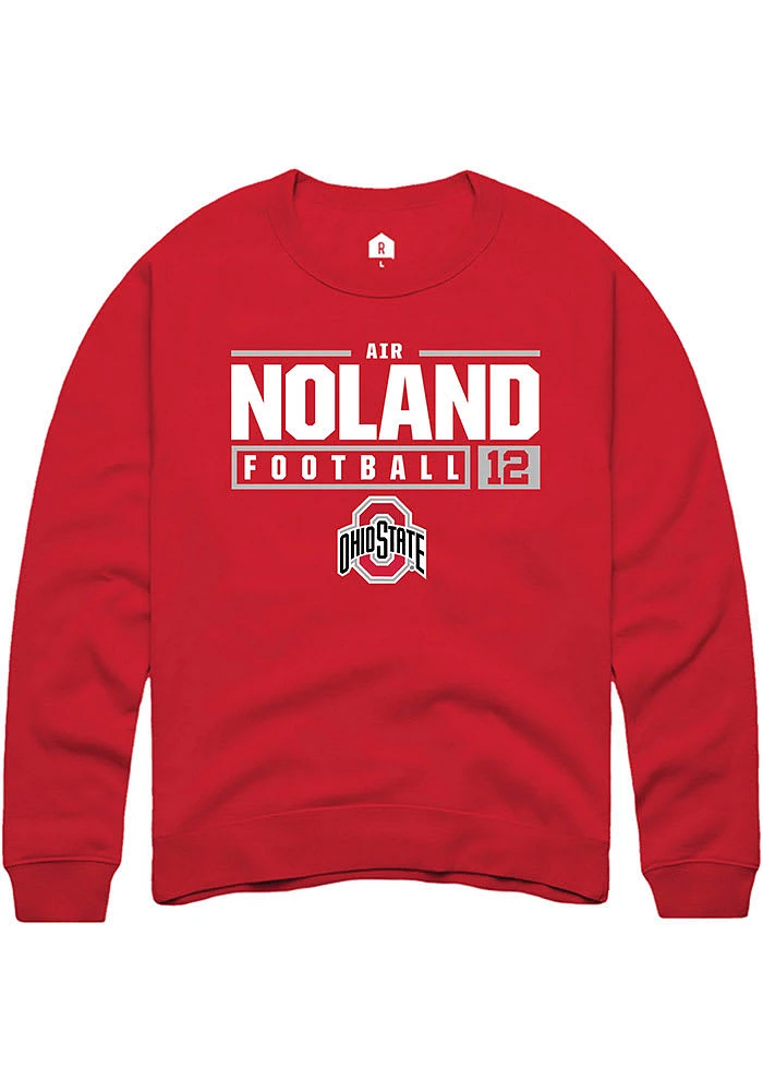 Prentiss Air Noland  Rally Ohio State Buckeyes Mens Red NIL Stacked Box Long Sleeve Crew Sweatsh..