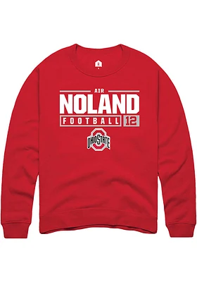 Prentiss Air Noland  Rally Ohio State Buckeyes Mens Red NIL Stacked Box Long Sleeve Crew Sweatsh..