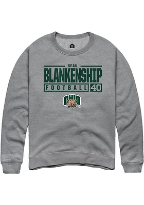 Beau Blankenship  Rally Ohio Bobcats Mens Graphite NIL Stacked Box Long Sleeve Crew Sweatshirt